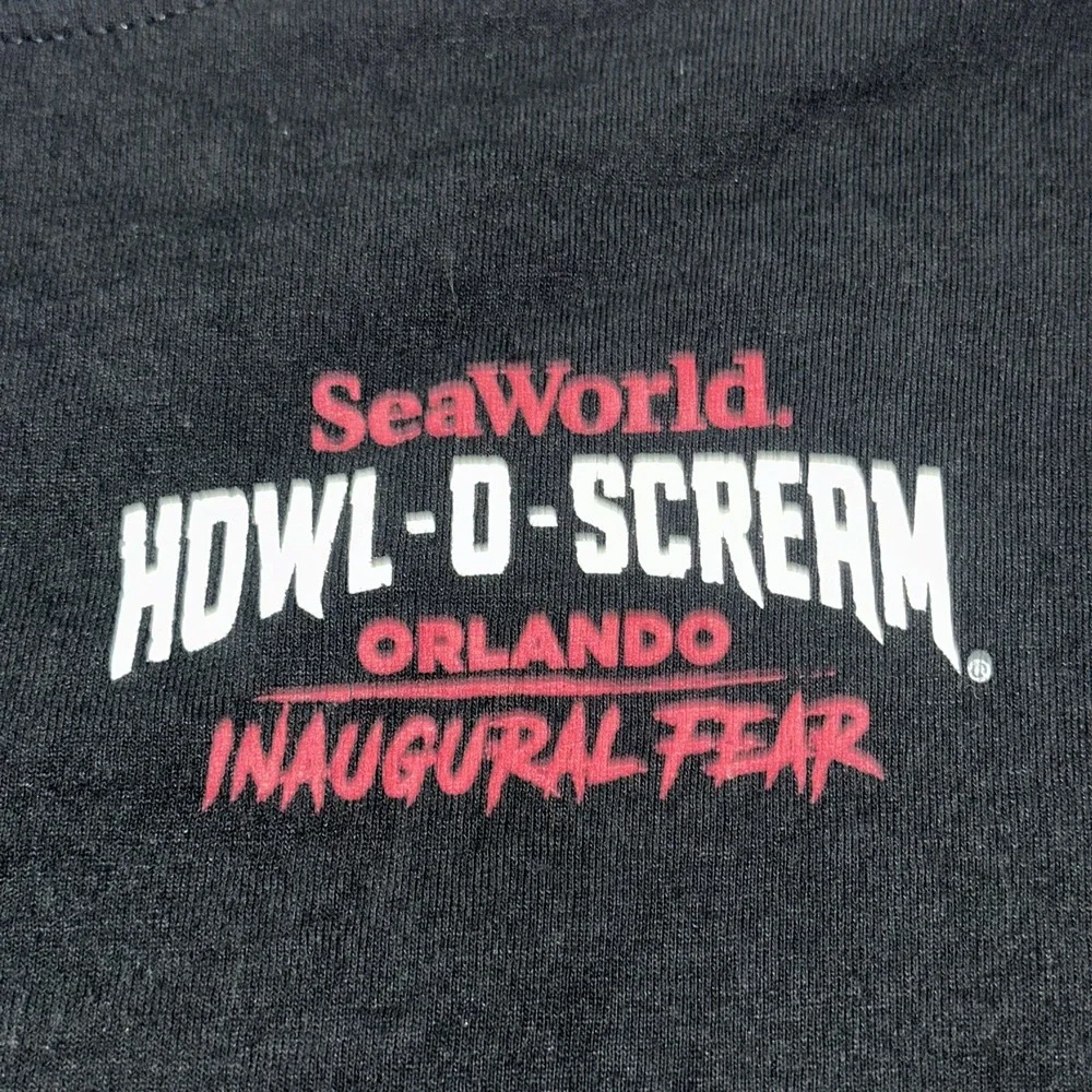 VINTAGE Howl-O-scream Seaworld Orlando Inaugural Fear adult S T-shirt sirens cal